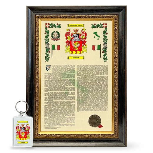 Zammit Framed Armorial History and Keychain - Heirloom