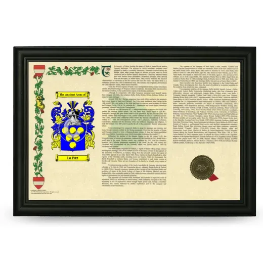 La Paz Armorial Landscape Framed - Black