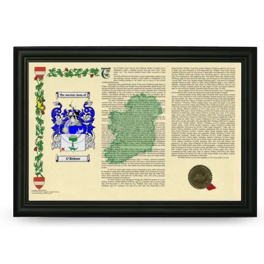 O'Beirne Armorial Landscape Framed - Black