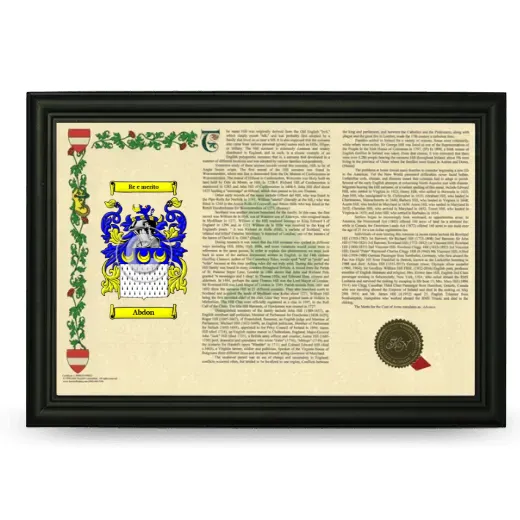 Abdon Armorial Landscape Framed - Black