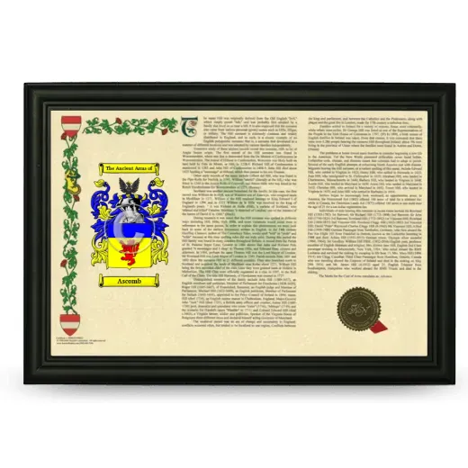 Ascomb Armorial Landscape Framed - Black