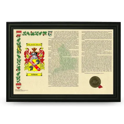 Ashman Armorial Landscape Framed - Black
