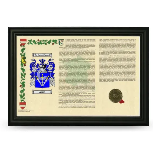Audet Armorial Landscape Framed - Black