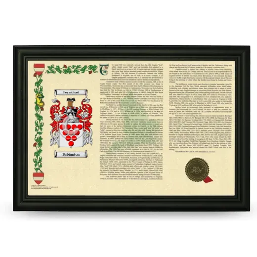 Babington Armorial Landscape Framed - Black