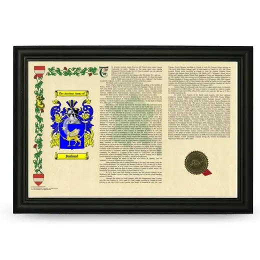 Badaud Armorial Landscape Framed - Black