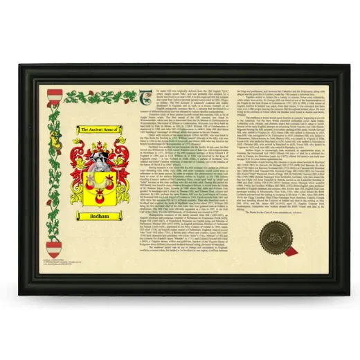 Badham Armorial Landscape Framed - Black