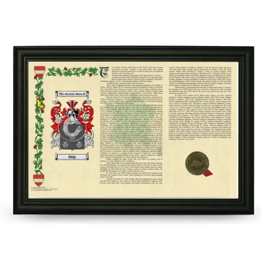 Baig Armorial Landscape Framed - Black