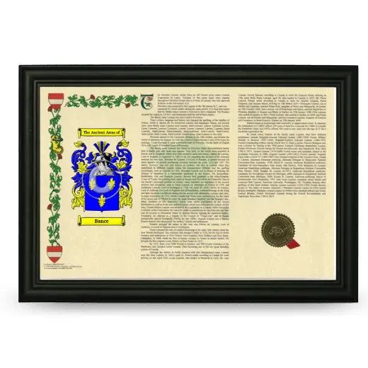 Bance Armorial Landscape Framed - Black