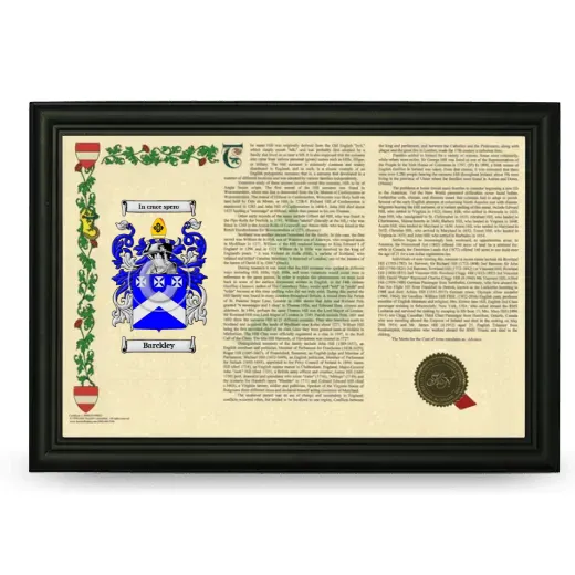 Barckley Armorial Landscape Framed - Black