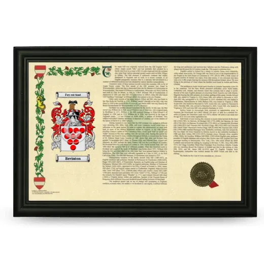 Bavinton Armorial Landscape Framed - Black