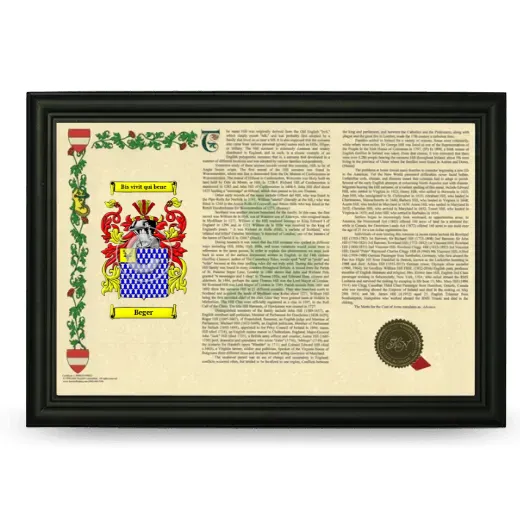 Beger Armorial Landscape Framed - Black