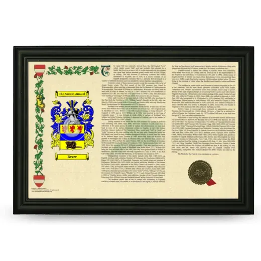 Bever Armorial Landscape Framed - Black