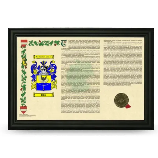 Billie Armorial Landscape Framed - Black