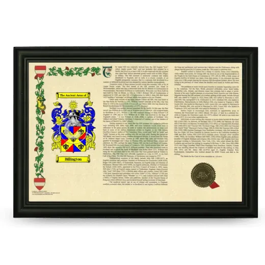 Billington Armorial Landscape Framed - Black