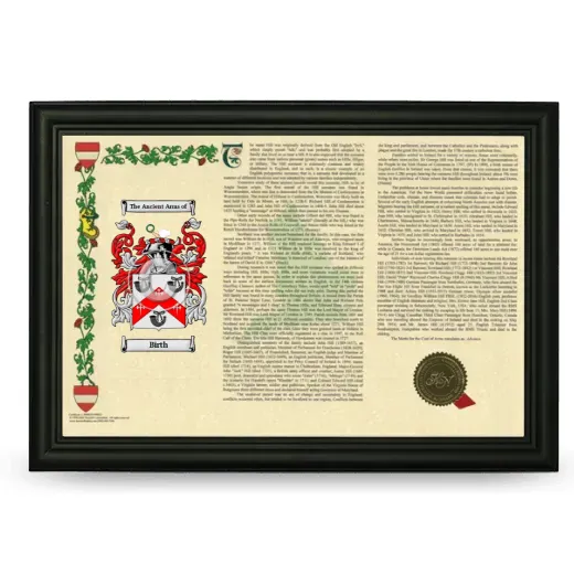 Birth Armorial Landscape Framed - Black