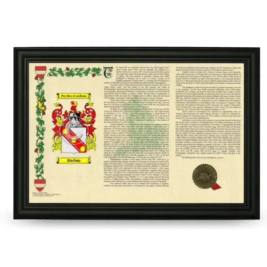 Bischop Armorial Landscape Framed - Black
