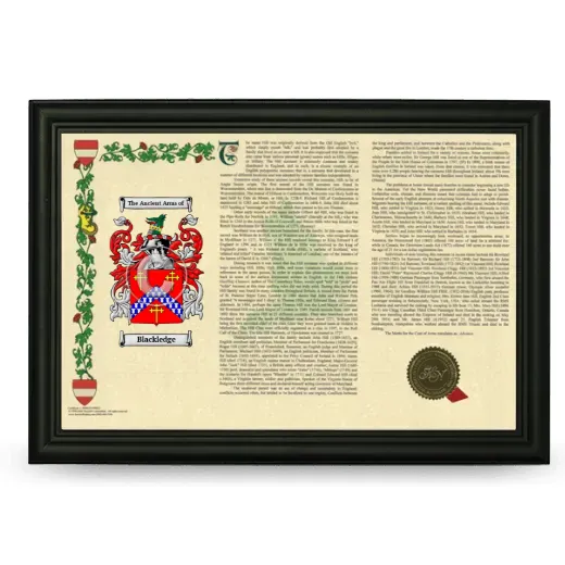 Blackledge Armorial Landscape Framed - Black