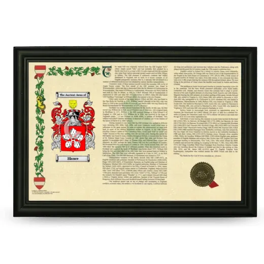 Blance Armorial Landscape Framed - Black