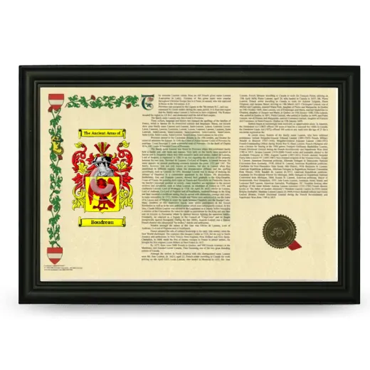 Boudreau Armorial Landscape Framed - Black