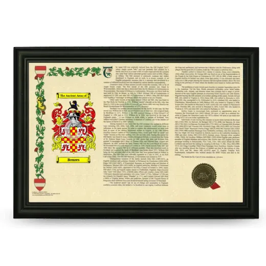 Bouzes Armorial Landscape Framed - Black
