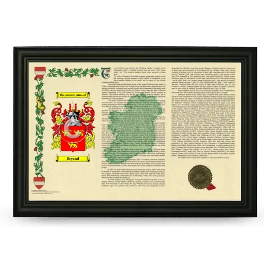 Bryand Armorial Landscape Framed - Black