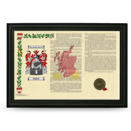 Bunton Armorial Landscape Framed - Black
