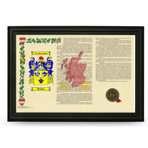 Butman Armorial Landscape Framed - Black