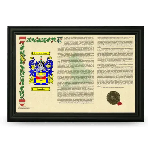 Campion Armorial Landscape Framed - Black