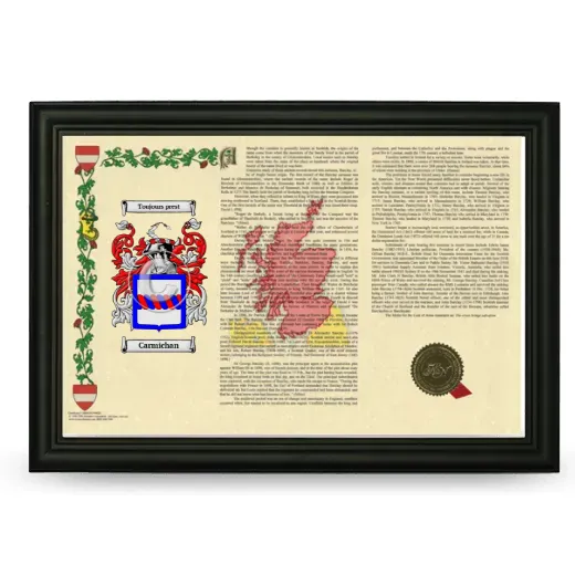 Carmichan Armorial Landscape Framed - Black