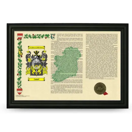 Carrel Armorial Landscape Framed - Black