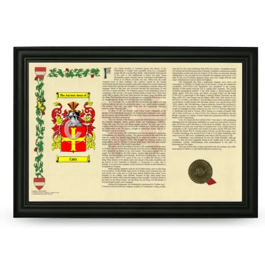 Cats Armorial Landscape Framed - Black