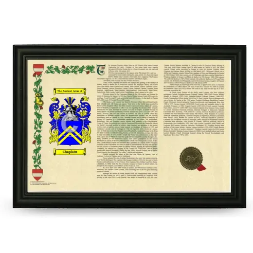 Chaplain Armorial Landscape Framed - Black