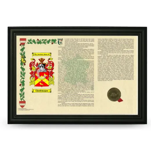 Charlemagne Armorial Landscape Framed - Black