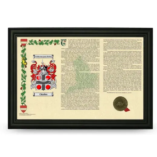 Clayden Armorial Landscape Framed - Black