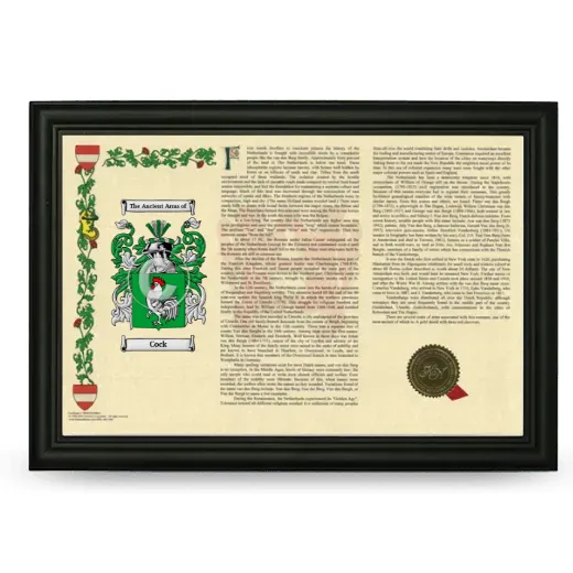 Cock Armorial Landscape Framed - Black