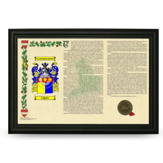 Colgate Armorial Landscape Framed - Black