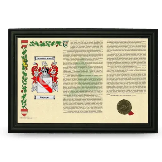 Colpeper Armorial Landscape Framed - Black