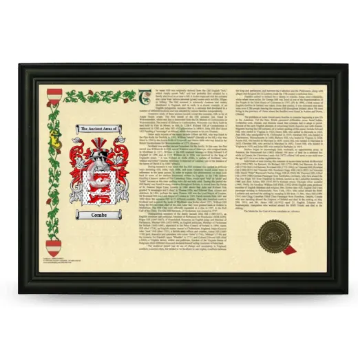 Combs Armorial Landscape Framed - Black