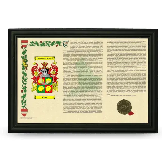 Coxe Armorial Landscape Framed - Black