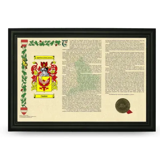 Custer Armorial Landscape Framed - Black