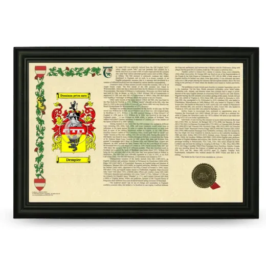 Dempier Armorial Landscape Framed - Black
