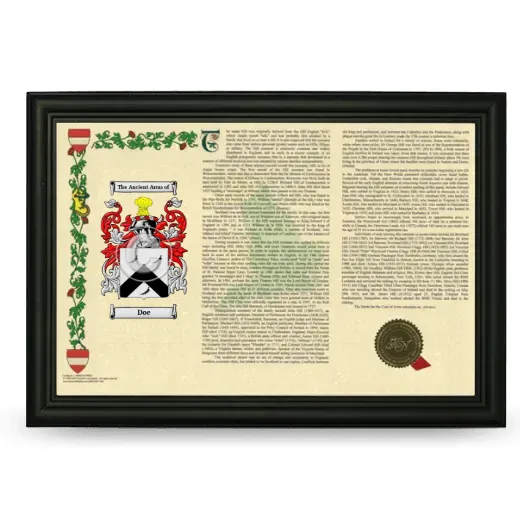 Doe Armorial Landscape Framed - Black