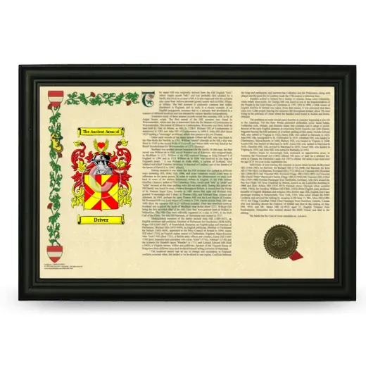 Driver Armorial Landscape Framed - Black