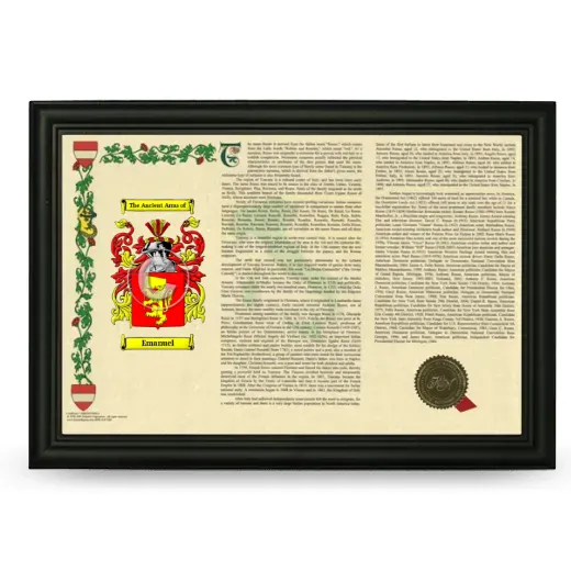 Emanuel Armorial Landscape Framed - Black