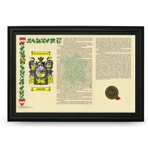 Gamache Armorial Landscape Framed - Black