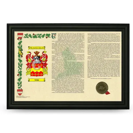Gean Armorial Landscape Framed - Black