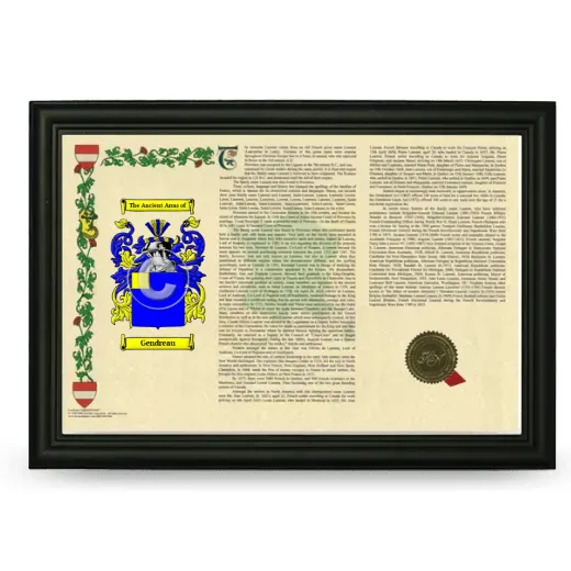 Gendreau Armorial Landscape Framed - Black