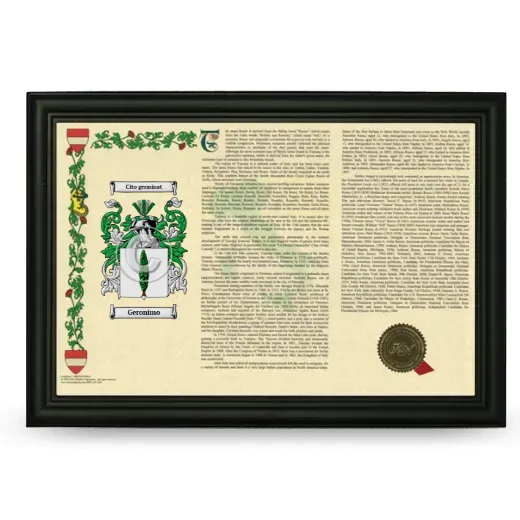 Geronimo Armorial Landscape Framed - Black