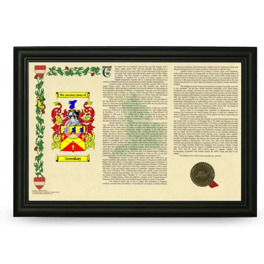 Greenhay Armorial Landscape Framed - Black