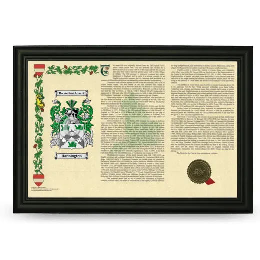 Hannington Armorial Landscape Framed - Black